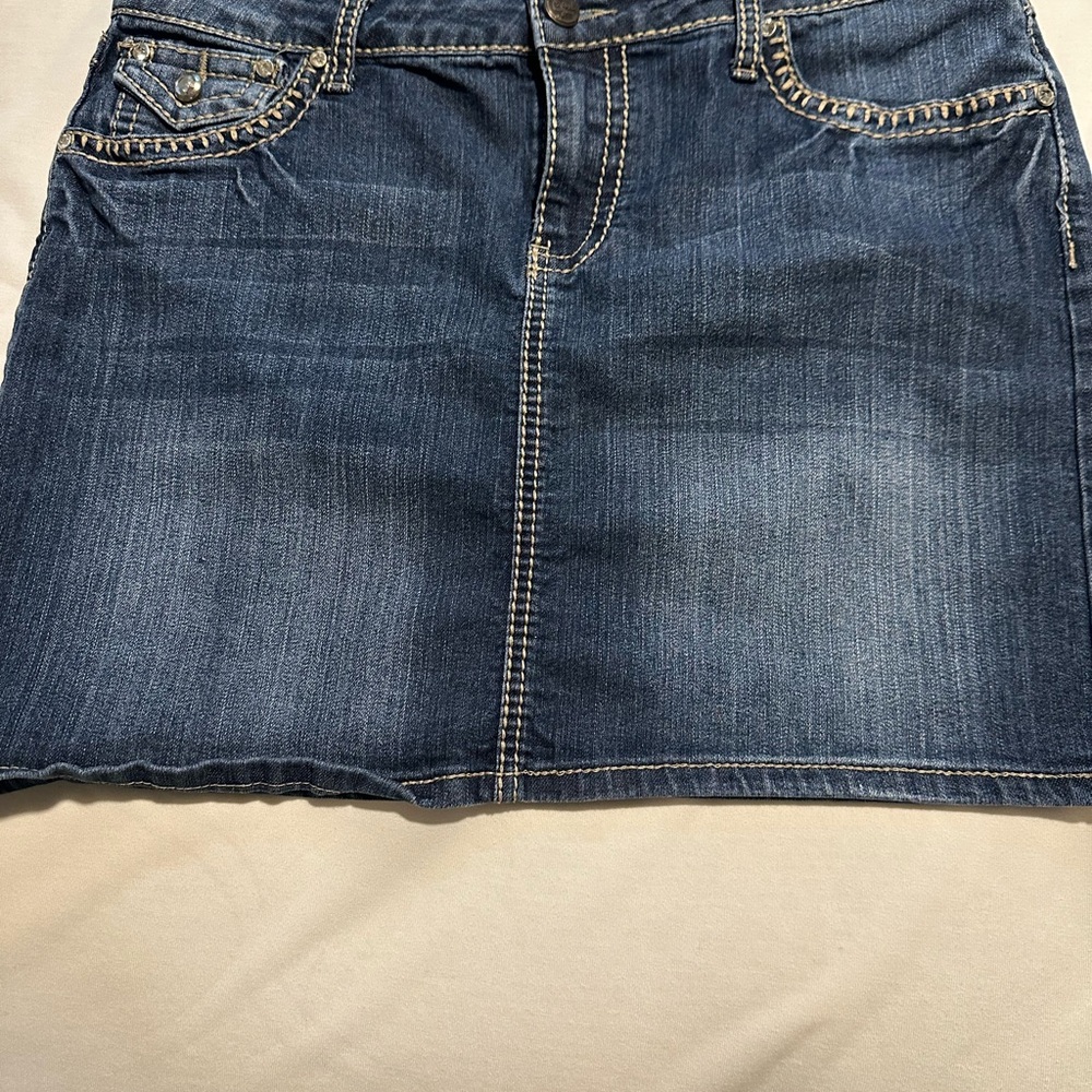 Earl Jeans Tan Gold Embellished A-Line Mini Skirt